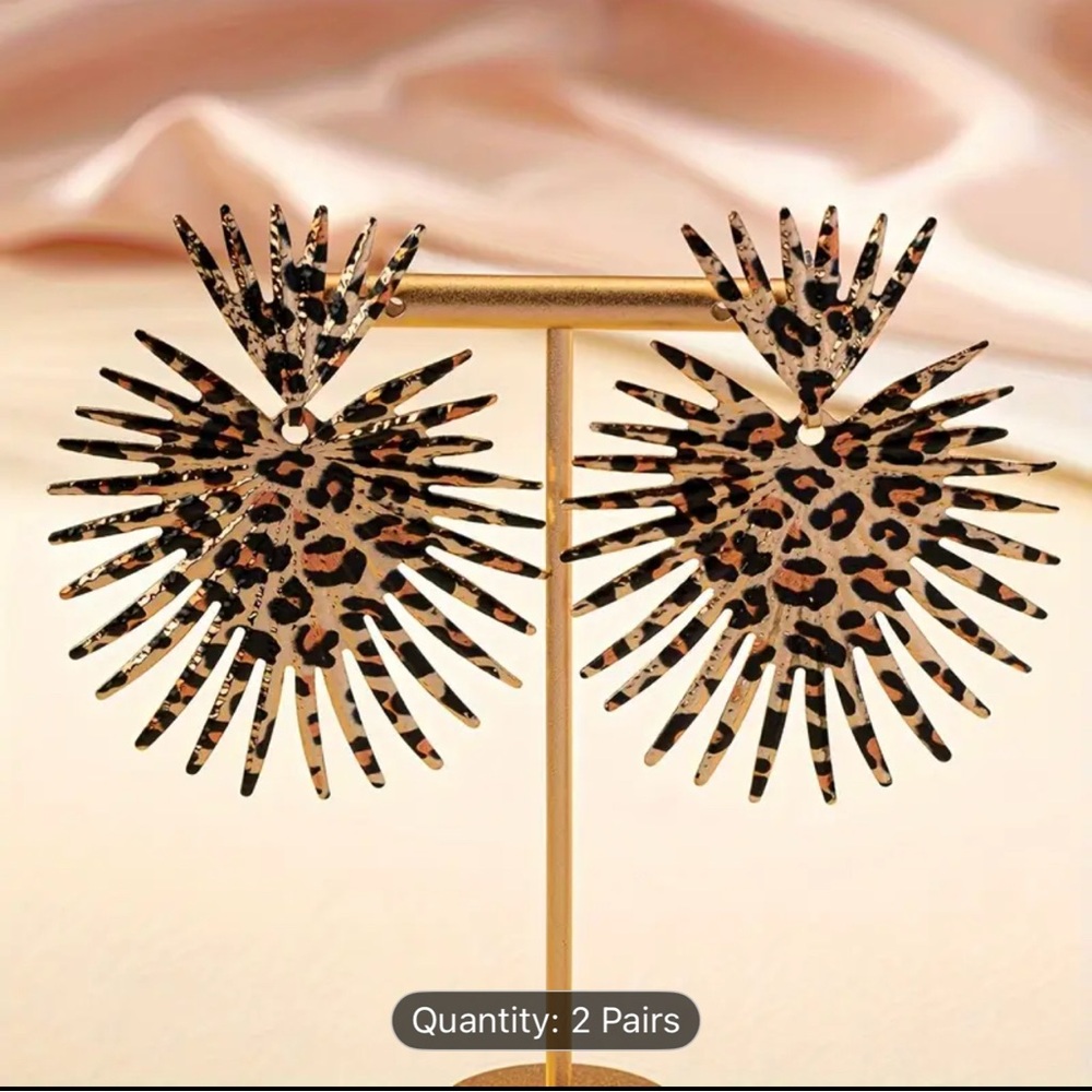 Leopard Print Statement Earrings - image 5